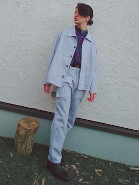 「HARE（ハレ）のアイテム（セットアップ）」を使った、hamyさん（メンズ・166cm）の春コーディネート