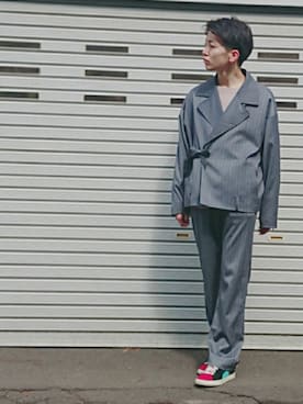 「HARE（ハレ）のアイテム（セットアップ）」を使った、hamyさん（メンズ・166cm）の春コーディネート