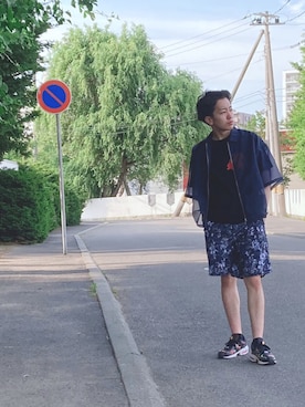 「シースルー」｜「アイテム（ブルゾン）」を使った、hamyさん（メンズ・166cm）の夏コーディネート