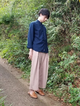 「CHAMULA（チャムラ）のアイテム（スリッポン）」を使った、muta89さん（メンズ・187cm）の春コーディネート