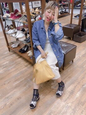 「オリエンタルトラフィック」｜「アイテム（デニムジャケット）」を使った、ORientalTRaffic 五反田東急スクエア店さん（レディース・153cm）の春コーディネート