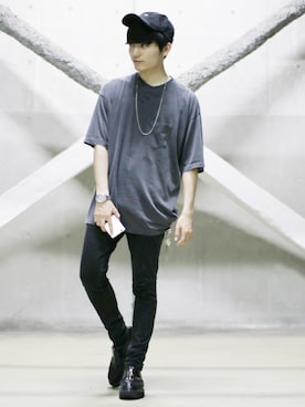 「革靴」｜「アイテム（Tシャツ/カットソー）」を使った、ひっちさん（メンズ・172cm）の夏コーディネート