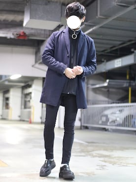 「リドム」｜「アイテム（チェスターコート）」を使った、ひっちさん（メンズ・172cm）の秋コーディネート