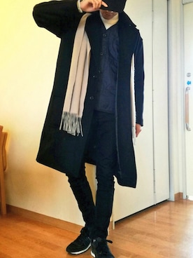 「リドム」｜「アイテム（チェスターコート）」を使った、ひっちさん（メンズ・172cm）の冬コーディネート