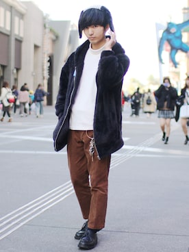 「ボアフリース」｜「アイテム（その他）」を使った、ひっちさん（メンズ・172cm）の秋コーディネート