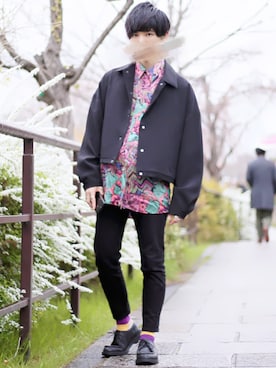 「短丈トップス」｜ひっちさん（メンズ・172cm）の春コーディネート