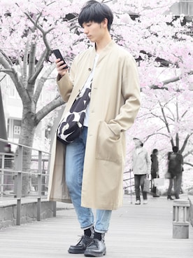 「平成最後のWEARISTAセンバツ」｜「アイテム（ステンカラーコート）」を使った、ひっちさん（メンズ・172cm）の春コーディネート