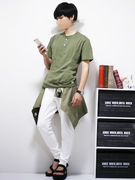 「Teva（テバ）のアイテム（シューズ）」を使った、HICCHIさん（メンズ・172cm）の夏コーディネート