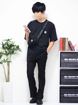 「carhartt」｜「アイテム（その他シューズ）」を使った、ひっちさん（メンズ・172cm）の夏コーディネート
