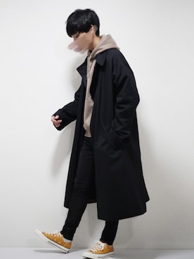 「INTER FACTORY（インターファクトリー）のWEARISTA tai × INTER FACTORY　パーツレスオーバーサイズトレンチコート（トレンチコート）」を使った、ひっちさん（メンズ・172cm）の秋コーディネート