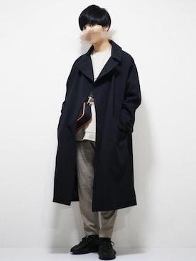 「INTER FACTORY（インターファクトリー）のWEARISTA tai × INTER FACTORY　パーツレスオーバーサイズトレンチコート（トレンチコート）」を使った、ひっちさん（メンズ・172cm）の秋コーディネート