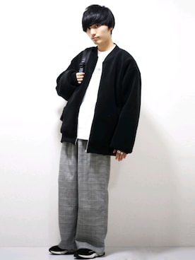 「NO NEED（ノーニード）のアイテム（ブルゾン）」を使った、HICCHIさん（メンズ・172cm）の秋コーディネート