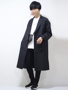 「BALENCIAGA」｜「アイテム（チェスターコート）」を使った、ひっちさん（メンズ・172cm）の秋コーディネート