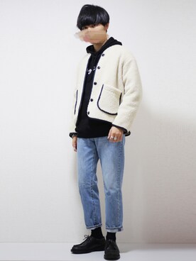 「アニエスベー」｜「アイテム（ブルゾン）」を使った、ひっちさん（メンズ・172cm）の冬コーディネート