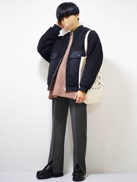 「MinoriTY（マイノリティ）のアイテム（ミリタリージャケット）」を使った、ひっちさん（メンズ・172cm）の冬コーディネート
