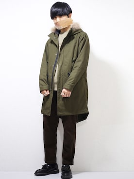 「CASPER JOHN（キャスパージョン）のアイテム（モッズコート）」を使った、ひっちさん（メンズ・172cm）の冬コーディネート