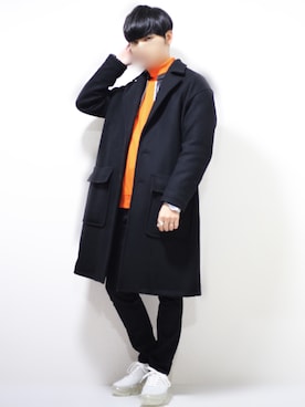 「オーバーコート」｜「アイテム（アナログ腕時計）」を使った、ひっちさん（メンズ・172cm）の冬コーディネート