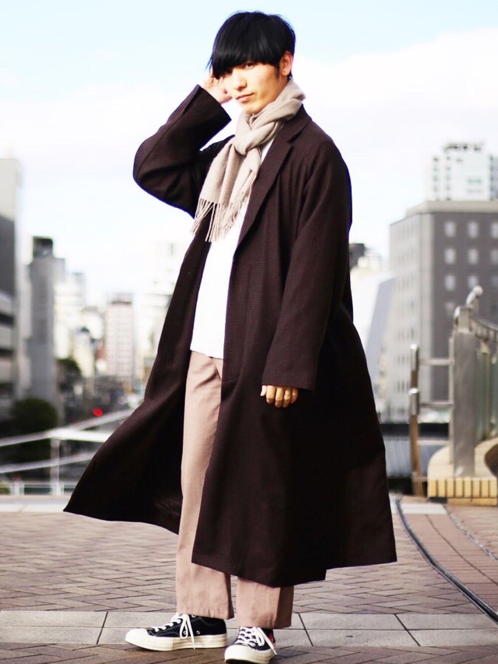 ひっち｜FIT MIHARAYASUHIROのチェスターコートを使ったコーディネート