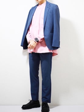 「CASPER JOHN」｜「アイテム（モカシン/デッキシューズ）」を使った、ひっちさん（メンズ・172cm）の冬コーディネート