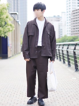 「epnok」｜「アイテム（モカシン/デッキシューズ）」を使った、ひっちさん（メンズ・170cm）の秋コーディネート