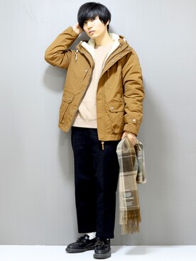 「ボア」｜「アイテム（マウンテンパーカー）」を使った、ひっちさん（メンズ・172cm）の秋コーディネート