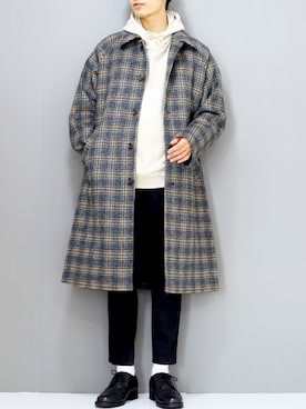 「SENSE OF PLACE by URBAN RESEAR」｜「アイテム（ステンカラーコート）」を使った、ひっちさん（メンズ・172cm）の秋コーディネート