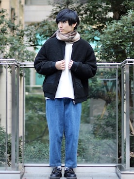 「MinoriTY（マイノリティ）のアイテム（ミリタリージャケット）」を使った、ひっちさん（メンズ・172cm）の冬コーディネート