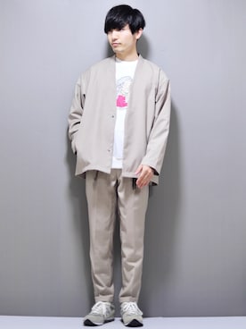 「CREARE LINO」｜「アイテム（ノーカラージャケット）」を使った、ひっちさん（メンズ・172cm）の冬コーディネート