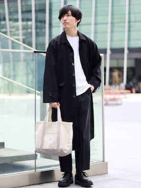 「GUコーデ」｜「アイテム（ステンカラーコート）」を使った、ひっちさん（メンズ・172cm）の春コーディネート