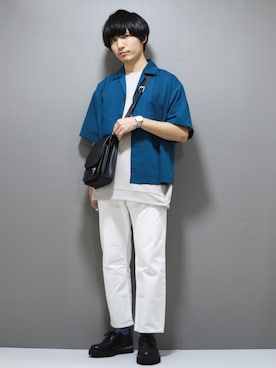 「DEVICE（デバイス）の【WEARISTA こーせ ×DEVICE コラボ】Rename フロントバックル ショルダーバッグ（ショルダーバッグ）」を使った、ひっちさん（メンズ・172cm）の春コーディネート