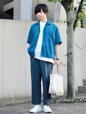 「RAGEBLUE（レイジブルー）のアイテム（スリッポン）」を使った、ひっちさん（メンズ・172cm）の夏コーディネート