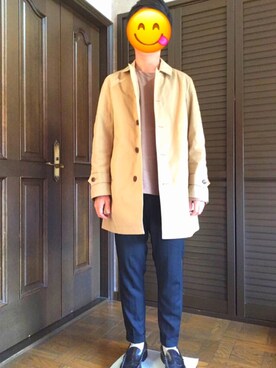 「SHIPS（シップス）のアイテム（ステンカラーコート）」を使った、Tさん（メンズ・167cm）の秋コーディネート