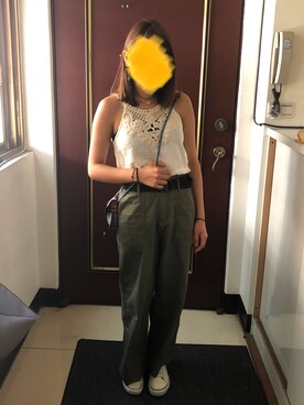 「PULL&BEAR（プルアンドベア）のアイテム（チノパンツ）」を使った、FishCさん（レディース・155cm）の夏コーディネート