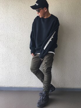 「Yeezy（イージー）のアイテム（キャップ）」を使った、hiroxさん（メンズ・170cm）の秋コーディネート
