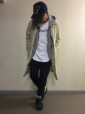 「Calvin Klein（カルバン・クライン）のアイテム（ステンカラーコート）」を使った、hiroxさん（メンズ・170cm）の秋コーディネート