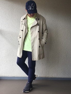 「no brand（ノーブランド）のアイテム（トレンチコート）」を使った、hiroxさん（メンズ・170cm）の秋コーディネート
