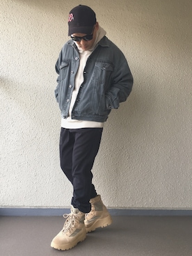 「Yeezy（イージー）のアイテム（ブーツ）」を使った、hiroxさん（メンズ・170cm）の秋コーディネート