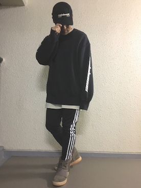 「Yeezy（イージー）のアイテム（キャップ）」を使った、hiroxさん（メンズ・170cm）の秋コーディネート