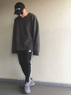「Yeezy（イージー）のアイテム（キャップ）」を使った、hiroxさん（メンズ・170cm）の冬コーディネート