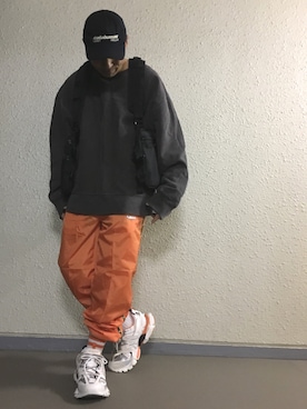 「Yeezy（イージー）のアイテム（キャップ）」を使った、hiroxさん（メンズ・170cm）の春コーディネート