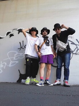 「unrelaxing（アンリラクシング）のアイテム（帽子）」を使った、hiroxさん（メンズ・170cm）の春コーディネート