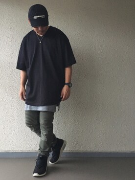 「Yeezy（イージー）のアイテム（キャップ）」を使った、hiroxさん（メンズ・170cm）の夏コーディネート