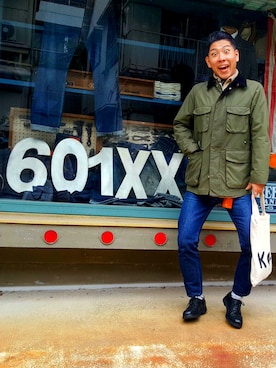 「WOOLRICH（ウールリッチ）のアイテム（その他トップス）」を使った、廣島一成さん（メンズ・173cm）の冬コーディネート