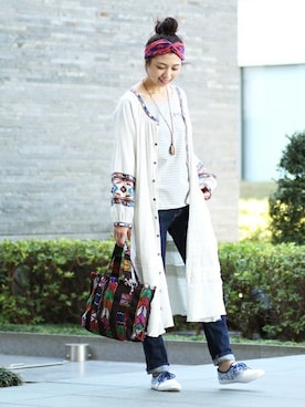 「チチカカ（チチカカ）のアイテム」を使った、こがっちさん（レディース・163cm）の春コーディネート