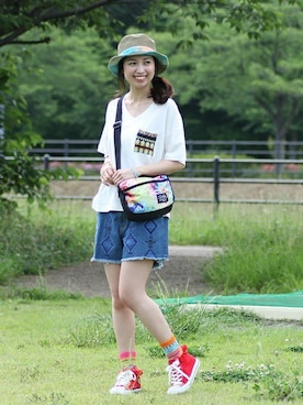 「チチカカ」｜「アイテム（ソックス/靴下）」を使った、こがっちさん（レディース・163cm）の夏コーディネート