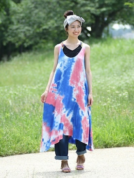 「チチカカ」｜「アイテム（キャミソール）」を使った、こがっちさん（レディース・163cm）の夏コーディネート
