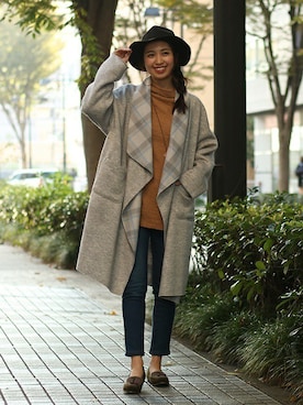 「コーディガン」｜「アイテム（チュニック）」を使った、こがっちさん（レディース・163cm）の秋コーディネート