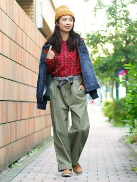 「チチカカ」｜「アイテム（デニムジャケット）」を使った、こがっちさん（レディース・163cm）の秋コーディネート
