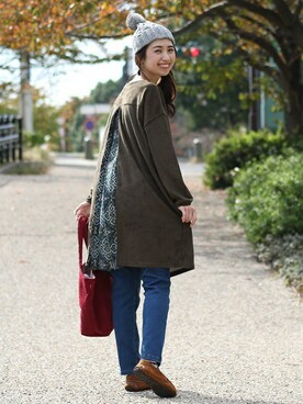 「チチカカ」｜「アイテム（モカシン/デッキシューズ）」を使った、こがっちさん（レディース・163cm）の秋コーディネート
