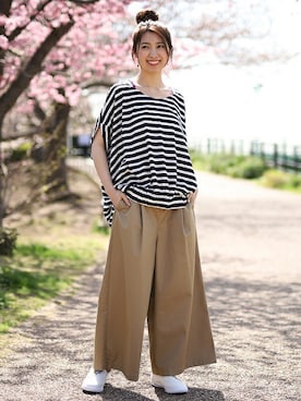 「チチカカ」｜「アイテム（スリッポン）」を使った、こがっちさん（レディース・163cm）の春コーディネート